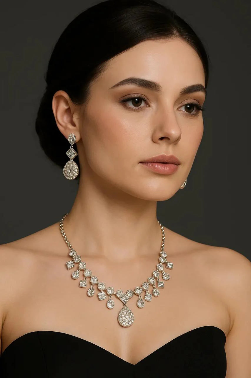 Celestia Luxe Amer American Diamond Necklace & Earring Set