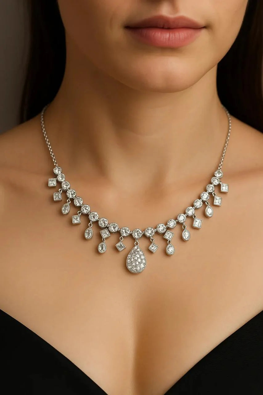 Celestia Luxe Amer American Diamond Necklace & Earring Set