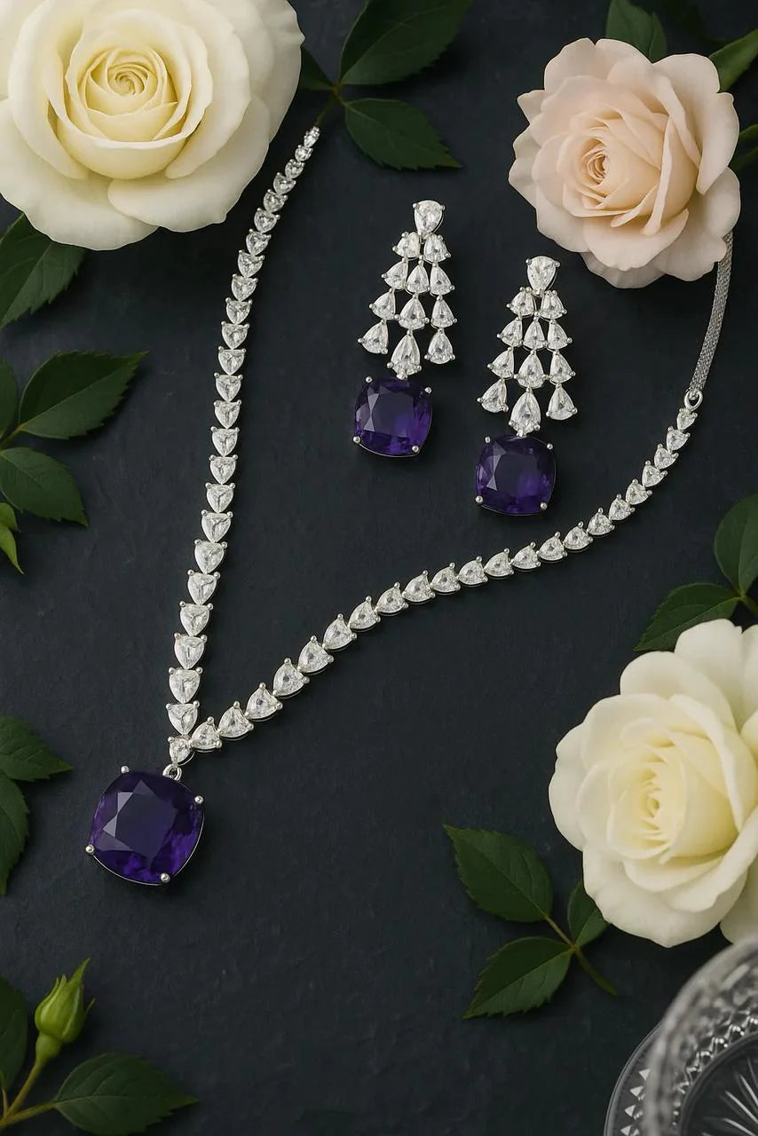 Noor Midnight Majesty CZ Necklace Set